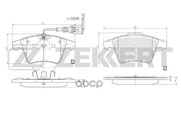 Колодки торм. диск. передн. с датчиком VW Touareg 02- Zekkert арт. bs-2934