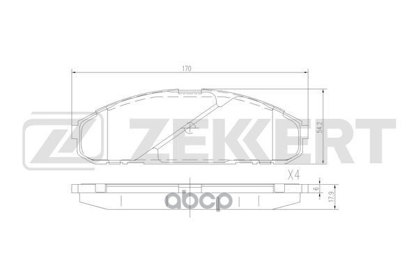 Колодки Торм. Диск. Передн. Nissan Patrol Gr (Y60  Gr) 88- Zekkert арт. bs-3027