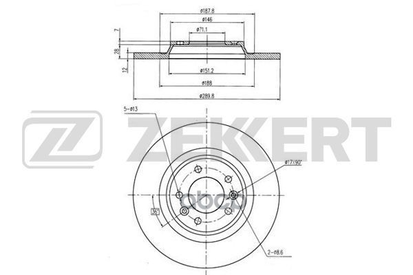 Диск торм. задн. Citroen C5 III 08-  Peugeot 407 04-  508 10- Zekkert арт. bs-5039