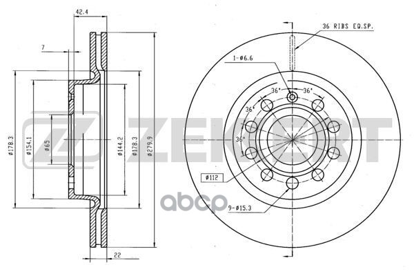 Диск Торм. Перед. Audi A3 Ii 03-  Skoda Octavia (1U  1Z) 00-  Yeti (5L) 09-  Vw Caddy Iii 04-  Golf Zekkert арт. bs-5041b