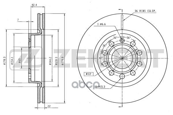Диск торм. перед. Audi A3 II 03-  Skoda Octavia (1U  1Z) 00-  Yeti (5L) 09-  VW Caddy III 04-  Golf Zekkert арт. bs-5041