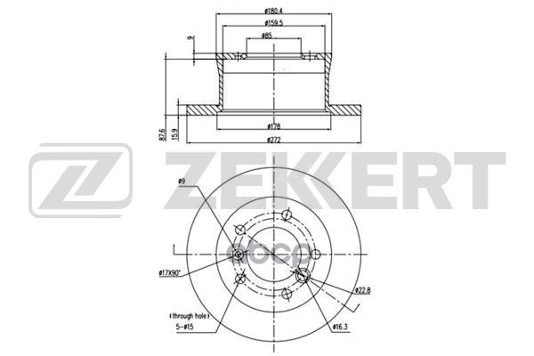 Диск торм. задн. MB Sprinter 2-t  3-t  4-t  5-t 95-  VW LT 28-46 II 96- Zekkert арт. bs-5054