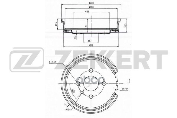 Барабан торм. задн. Opel Astra F 91-  Kadett E 79- Zekkert арт. bs-5056