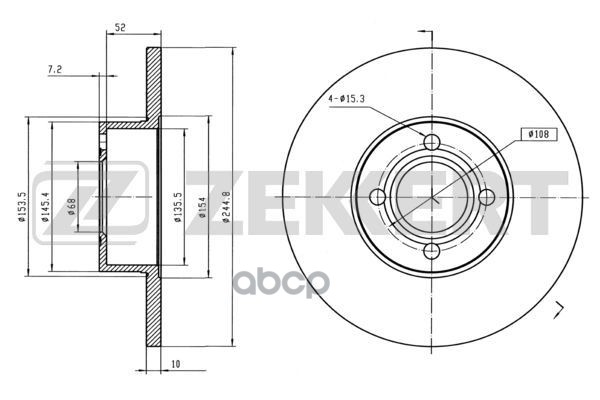 Диск торм. задн. Audi 80 IV  V 86-  90 I  II 84-  100 77-  Cabriolet 91-  Coupe I  II 80- Zekkert арт. bs-5076