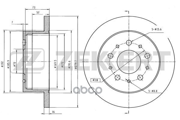 Диск торм. задн. Citroen Jumper (250) 06-  Fiat Ducato (250  290) 06-  Peugeot Boxer (250) 06- (заме Zekkert арт. bs-5109
