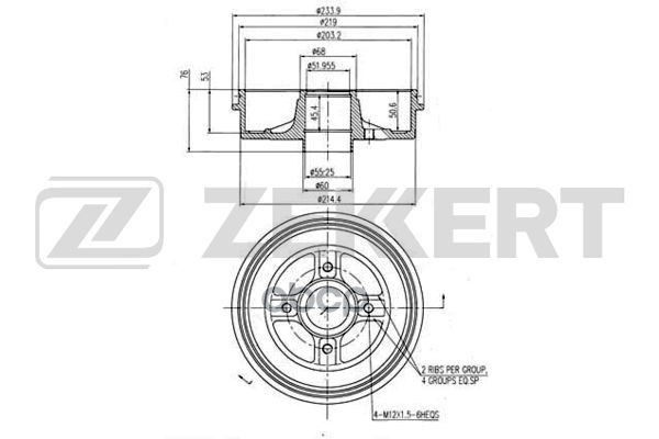 Барабан торм. задн. Nissan Kubistar (X76) 03-  Renault Kangoo I 97- Zekkert арт. bs-5110