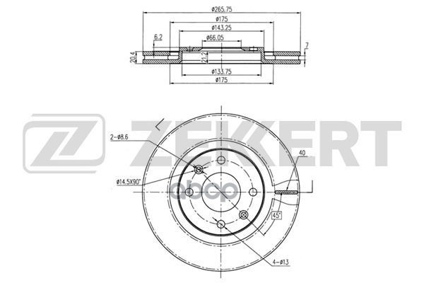 Диск торм. перед. Citroen Berlingo I 96-  Xsara 97-  Peugeot 206  306  405 82-  Peugeot Partner I 96 Zekkert арт. bs-5113