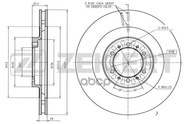 Диск торм. перед. Mitsubishi L200 III 01-  Pajero II  III 90-  Pajero Sport 98- Zekkert арт. bs-5138