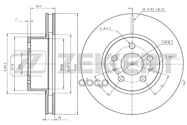 Диск торм. перед. Citroen Jumper (230  244  Z_) 94-  Fiat Ducato (230  244  Z_) 94-  Peugeot Boxer ( Zekkert арт. bs-5153