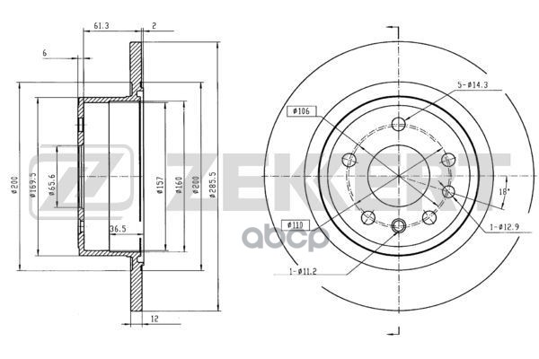 Диск торм. задн. Opel Omega B 94- Zekkert арт. bs-5159