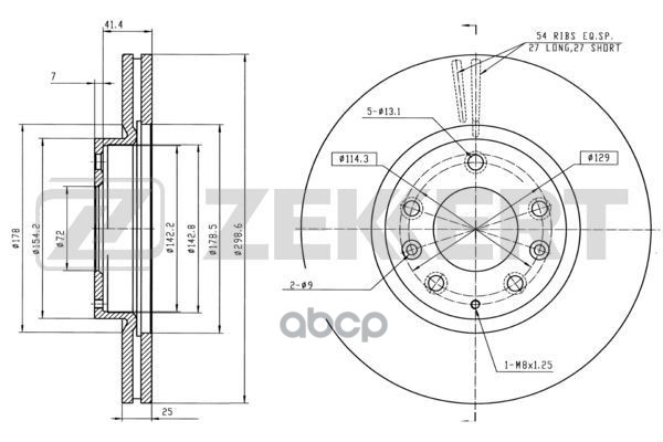 Диск торм. перед. Mazda 6 II 07-  FAW Besturn X80 13- Zekkert арт. bs-5162