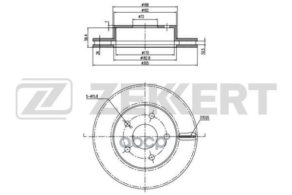 Диск торм. перед. Jeep Cherokee II 95-  Grand Cherokee II 99- Zekkert арт. bs-5192