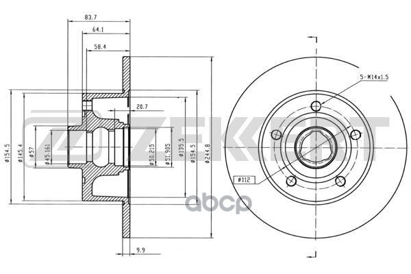 Диск торм. задн. Audi A4 I 94- Zekkert арт. bs-5194