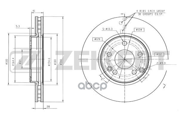 Диск торм. перед. Chrysler Crossfire 03-  MB C-Class (203) 00-  E-Class (210) 95-  CLK (C208  C209) Zekkert арт. bs-5201