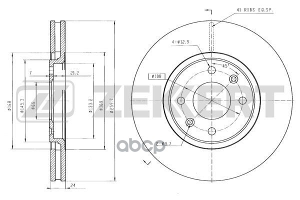 Диск торм. перед. Peugeot 406 95- Zekkert арт. bs-5229