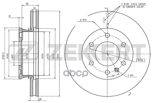 Диск торм. перед. MB Sprinter 3-t  3  5-t  4  6-t  5-t 06-  VW Crafter 30-35  30-50 06- Zekkert арт. bs-5256
