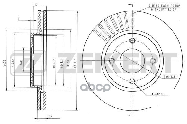 Диск торм. перед. Nissan Cube (Z12) 10-  Tiida (C11  SC11) 07- Zekkert арт. bs-5259