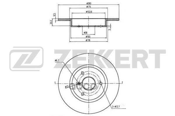 Диск торм. перед. Smart Cabrio (450) 00-  City-Coupe (450) 98-  Fortwo (450  451) 04-  CrossBlade (4 Zekkert арт. bs-5266