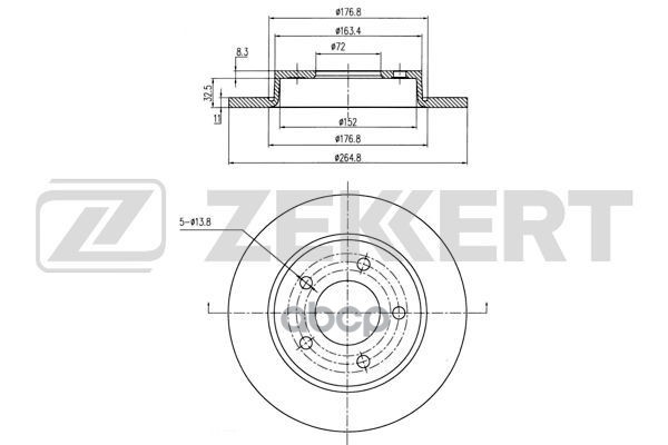 Диск торм. задн. Mazda 3 I 03- Zekkert арт. bs-5267