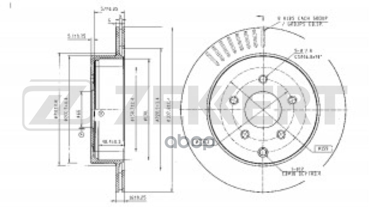 Диск тормозной задний Nissan Murano (Z50  Z51) 03-  Infiniti M (Y51) 10-  Q70 (Y51) 13- (с покрытием Zekkert арт. bs-5287b