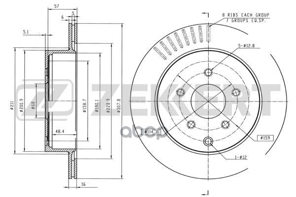 Диск торм. задн. Infiniti FX (S50  S51) 02-  Q50 (V37) 13-  Nissan Murano (Z50  Z51) 03- (Ступичный Zekkert арт. bs-5287
