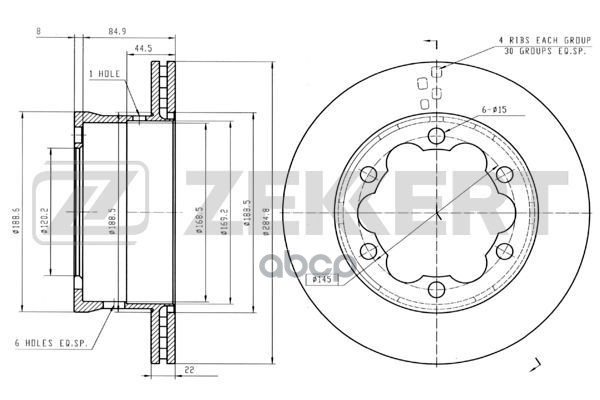 Диск торм. задн. MB Sprinter 3-t  4-t 96-  Vario 96-  VW LT 28-35 II  LT 28-46 II 96- Zekkert арт. bs-5290