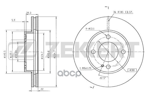 Диск торм. перед. Mazda 323 III  IV 89-  323 V  VI 94- Zekkert арт. bs-5306