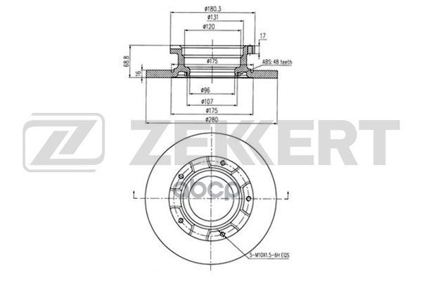 Диск торм. задн. Ford Transit VII 06-  Transit Torneo II 06- (с покрытием  с кольцом ABS) Zekkert арт. bs-5329bz