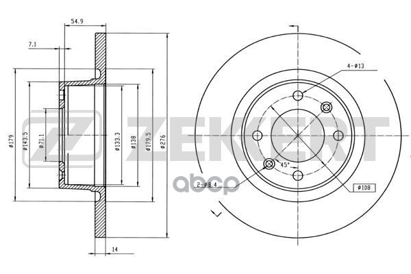 Диск торм. задн. Citroen C5 I  II 01- Zekkert арт. bs-5370
