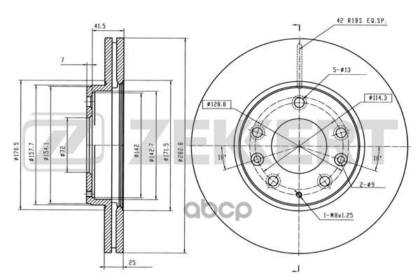 Диск торм. перед. Mazda 6 I 02- Zekkert арт. bs-5389
