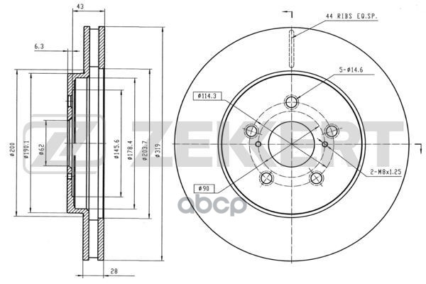 Диск торм. перед. Lexus RX300  350  400h (U3_) 03- Zekkert арт. bs-5402