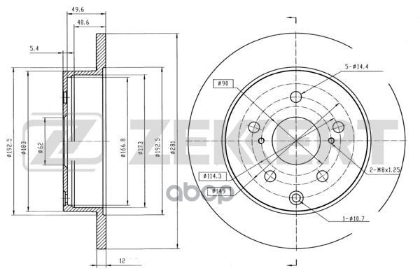 Диск торм. задн. Toyota RAV4 (A30  A40) 05- Zekkert арт. bs-5422