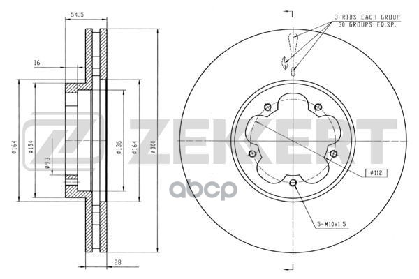 Диск торм. перед. Ford Transit VII 06-  Transit Torneo II 06- Zekkert арт. bs-5424