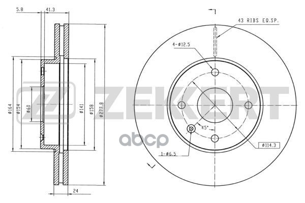 Диск торм. перед. Chevrolet Epica (KL1_) 05- Zekkert арт. bs-5425