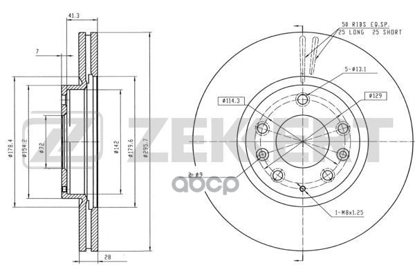 Диск торм. перед. Mazda CX-7 07-  CX-9 07- Zekkert арт. bs-5436