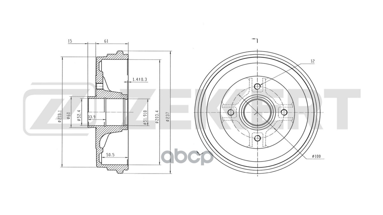 Барабан тормозной Nissan Note (E11  NE11) 06-  Micra (K12) 02- (с покрытием) Zekkert арт. bs-5444b