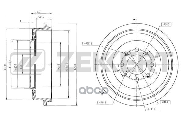 Барабан торм. задн. Renault Kangoo 97-  Laguna Grandtour 95-  Megane 97-  Scenic 99- Zekkert арт. bs-5478