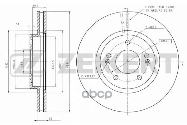 Диск торм. перед. Hyundai Santa Fe 01- Zekkert арт. bs-5480