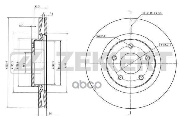 Диск торм. перед. NISSAN Teana (J32) 08- Zekkert арт. bs-5482