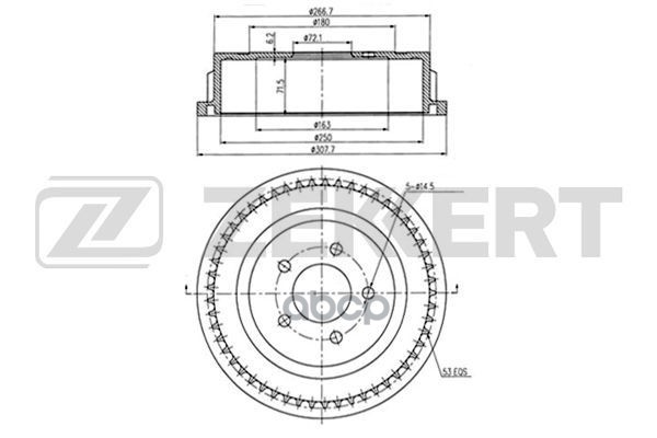 Барабан торм. задн. Chrysler Voyager III-V 95-  Dodge Caravan III-IV 95- Zekkert арт. bs-5484