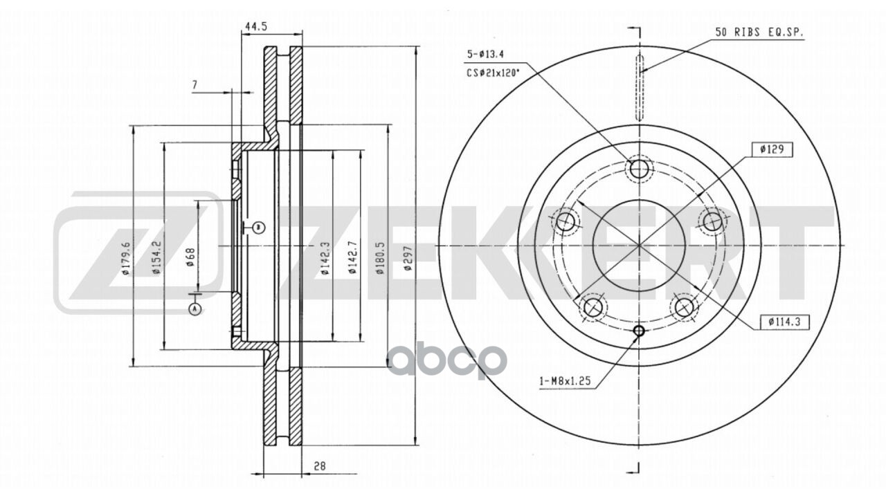 Диск Торм. Перед. Mazda 6 Iii 12-  Cx-5 11- (С Покрытием) Zekkert арт. bs-5488b