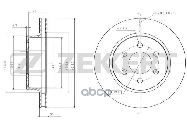 Диск торм. перед. Toyota 4 Runner (N180) 95-  Land Cruiser 90 96- Zekkert арт. bs-5489
