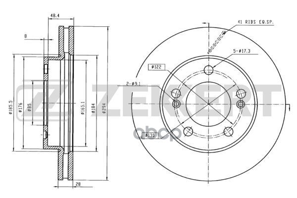 Диск торм. перед. SsangYong Actyon 05-  Kyron 05-  Rexton I 02- Zekkert арт. bs-5490