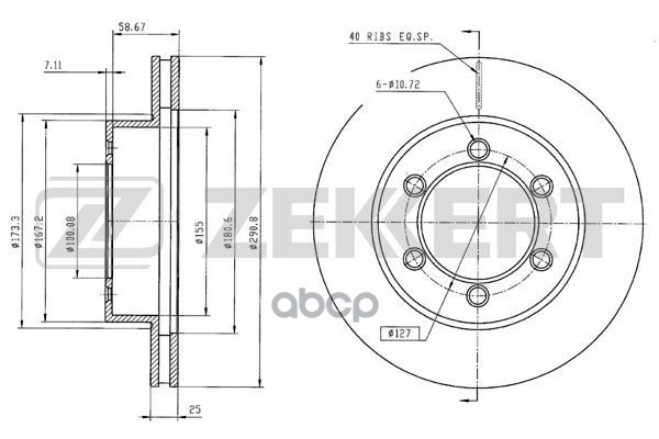 Диск торм. перед. Toyota 4Runner (N10) 91- Zekkert арт. bs-5497