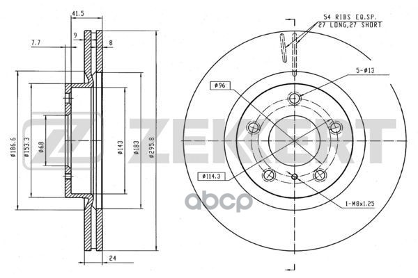 Диск торм. перед. Nissan Teana (J31) 03-  350 Z (Z33) 02-  Infiniti G (V35) 02- Zekkert арт. bs-5500