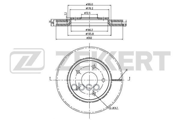 Диск торм. перед. Chrysler Voyager V 07-  Dodge Journey 08- Zekkert арт. bs-5505