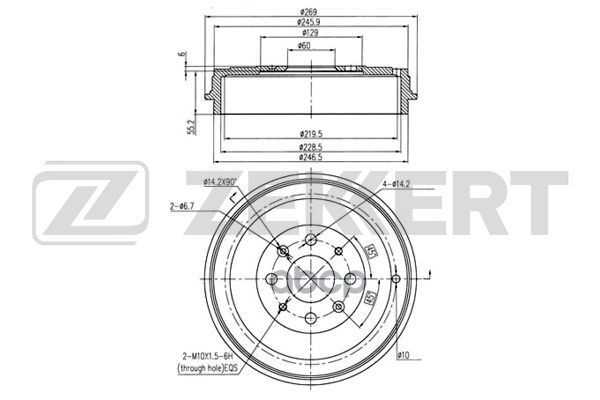 Барабан торм. задн. Fiat Punto (199) 05-  Opel Corsa D  E 06- Zekkert арт. bs-5521