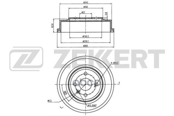 Барабан торм. задн. Opel Astra G  H 99-  Combo C 03- Zekkert арт. bs-5529
