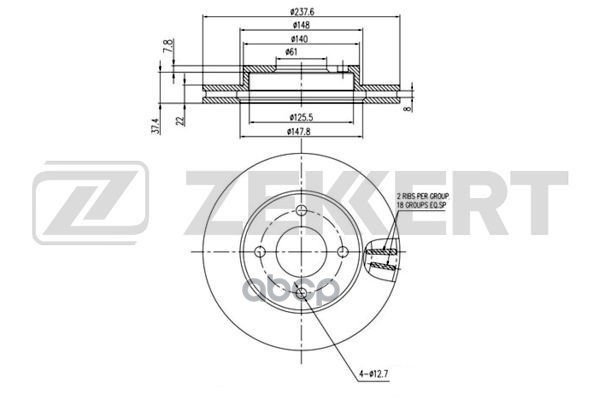 Диск торм. перед. Nissan WINGROAD (Y11) 99- Zekkert арт. bs-5545