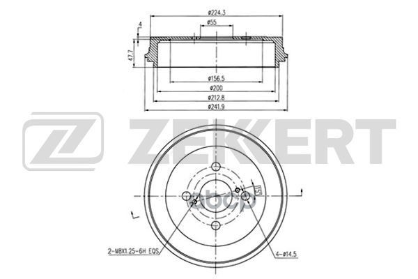Барабан торм. задн. Toyota Echo (P10) 99-  Yaris Verso (P20) 99- Zekkert арт. bs-5582
